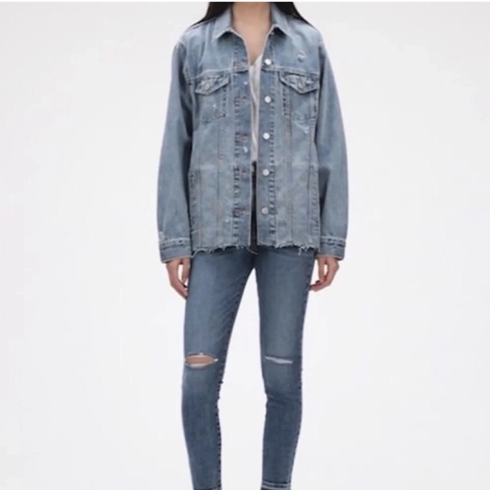Gap Raw Hem Oversized Denim Jacket